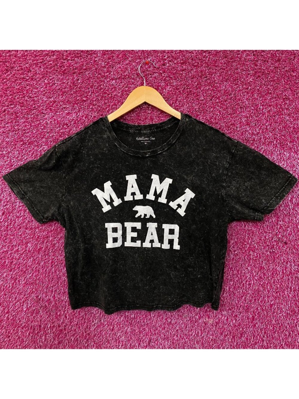 Rebellious One "Mama Bear" Graphic Crop Tee Medium